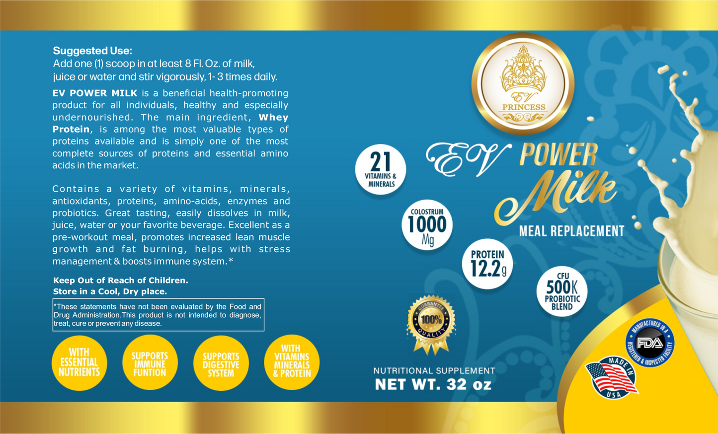 EV Power Milk Nutritional Supplement & Meal Replacement