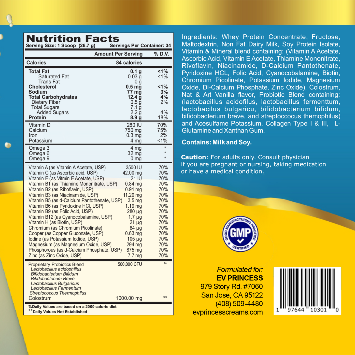 EV Power Milk Nutritional Supplement & Meal Replacement
